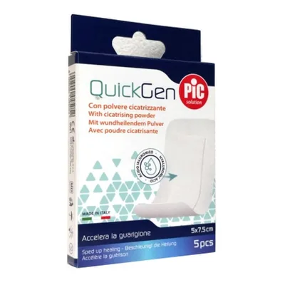 Pic QuickGen Cerotto Con Polvere Cicatrizzante 5 X 7,5 Cm 5 Pezzi