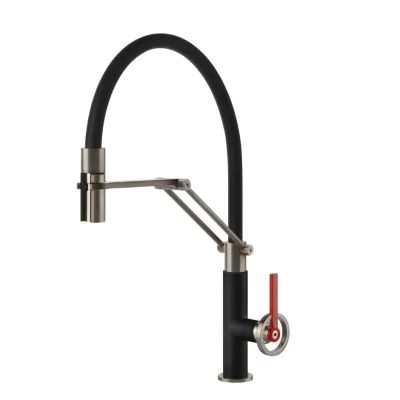 Gessi Miscelatore semi pro monocomando con doccetta estraibile Officine Gessi-V 60205 599 finitura Finox / Matte Black - IN PROMOZIONE FINO AL 6/07