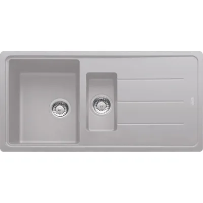 Franke: Lavello una vasca con vaschetta e gocciolatoio Boston BFG 651 114.0276.135 finitura fragranite alluminio da 97x50 cm
