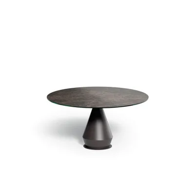 Ozzio Tavolo rotondo fisso Lycos art. T204 con struttura in metallo e piano in ceramica da Ø150 cm