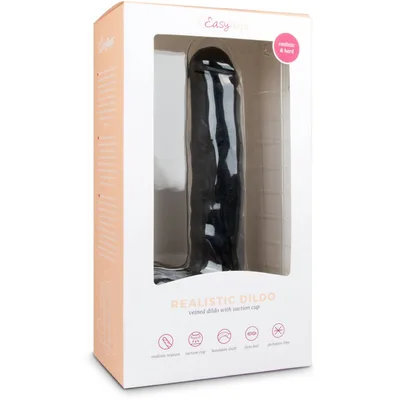 EasyToys Realistic Dildo Nero XXL 29,5 cm Ventosa Testicoli