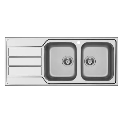 Schock Lavello due vasche con gocciolatoio a sinistra MASTER D200 MASTD200DX finitura inox spazzolato da 116x50 cm
