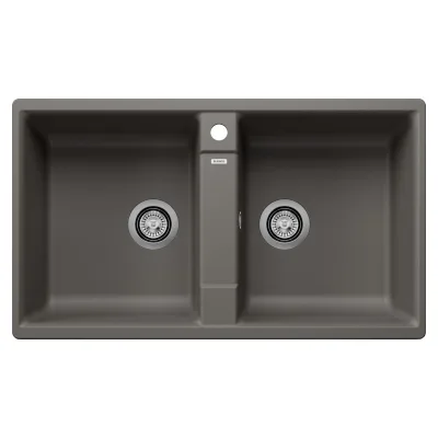 Blanco Lavello due vasche SONA 9 1547393 finitura grigio vulcano da 86x50 cm - Sopratop