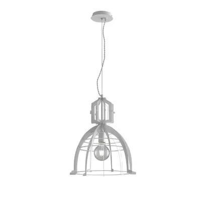 Lampadario a sospensione in metallo bianco, 1 luce E27, 40x150cm