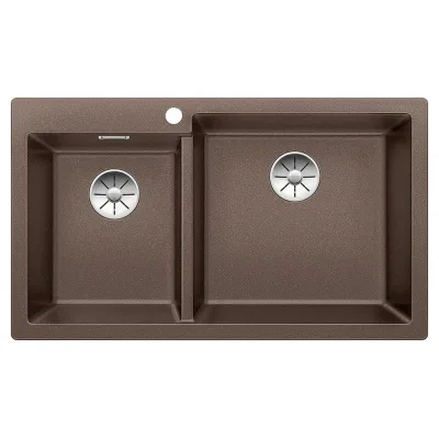 Blanco Lavello due vasche PLEON 9 1518353 finitura caffè da 86x50 cm - Sopratop
