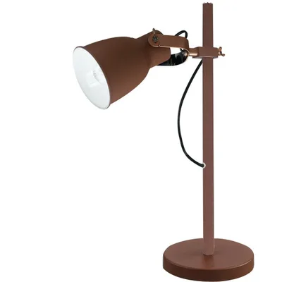 Lampada da tavolo in metallo bronzo, interno bianco, rifiniture in nichel, 1 luce E27, 38x61cm