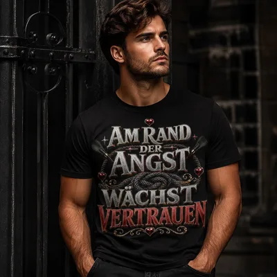 T-shirt BDSM Bondage Fetish "Am Rand der Angst wächst Vertrauen" unisex - Nero, XL