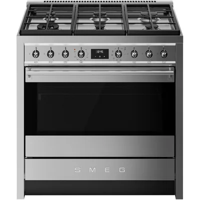 Smeg Cucina A90G001PX con forno termoventilato e piano cottura gas finitura acciaio inox da 90x60 cm