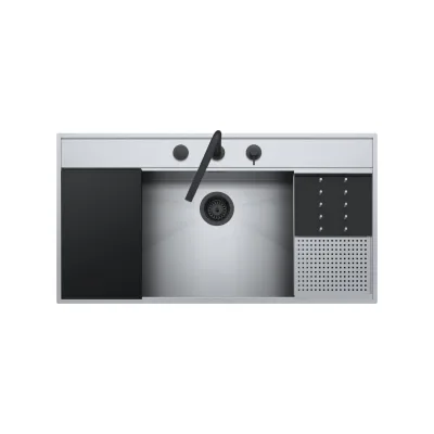 Barazza Lavello una vasca FLEXI KIT 1LFX101NK finitura inox satinato da 105x56 cm Con kit accessori e miscelatore - IN PROMOZIONE FINO AL 6/07