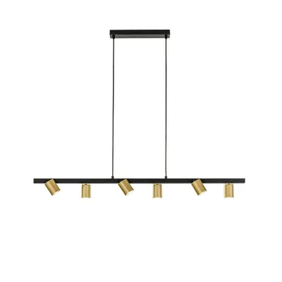 Sospensione elegante minimal in metallo nero e oro, 6 LED G10, 110x150cm
