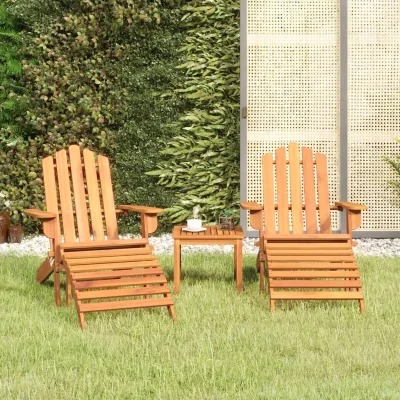 Kelva — Poltrone Adirondack 3 pezzi, acacia massello