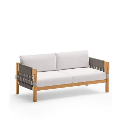 Unopiù Divano 2 posti CORA in legno teak e corda - Con cuscino di seduta e schienale - IN PROMOZIONE FINO AL 6/07