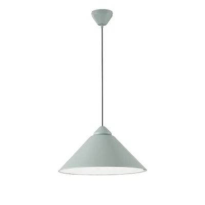 Sospensione in metallo con diffusore a cono verde, 1 luce E27, 49x25cm