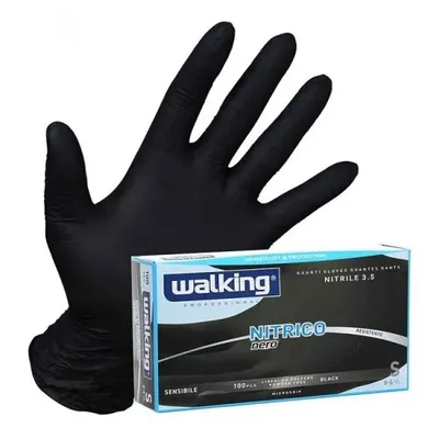 Guanti nitrile nero 100 pz Walking