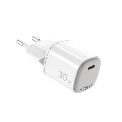 CELLY USB-C WALL CHARGER GAN 30W WHITE UPTC1USBC30WWH