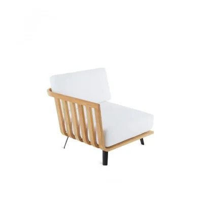 Unopiù Modulo angolo destro WELCOME in teak da 91 cm - Con cuscino di seduta e schienale