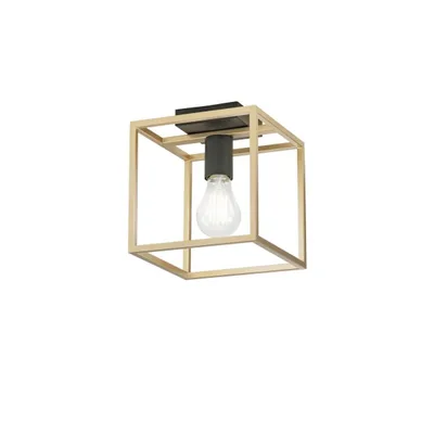 Plafoniera contemporanea in metallo nero e oro satinato, lampadina E27, 20x22.5cm