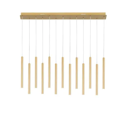 Sospensione moderna in metallo oro, 13 pendenti LED 65W, CCT, 107.5x200cm