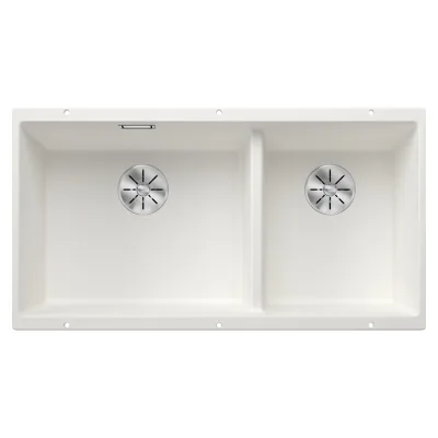 Blanco Lavello a due vasche SUBLINE 480/320-U Satin Gold 3523588 finitura bianco da 85x46 cm - Sottotop