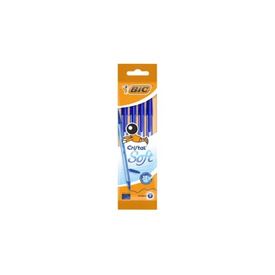 Bic Cristal Soft Pack Original Conf. da 4 penne a sfera Punta media 1,2mm Linea 0,45mm BLU 982861