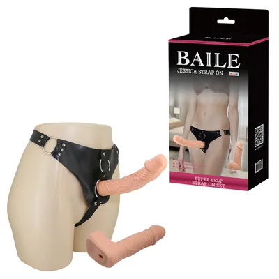 Strap-On Baile Jessica 2 Dildo 20 cm + 14,2 cm Harness Regolabile Doppio Dildo Realistico