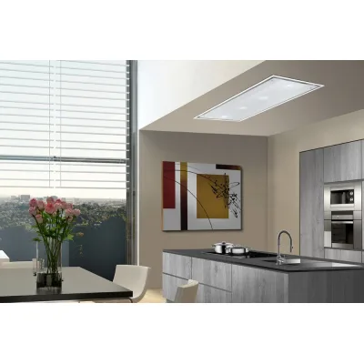 Airone Cappa a soffitto Fenice con cornice bianca e vetro bianco da 90 cm - Senza motore
