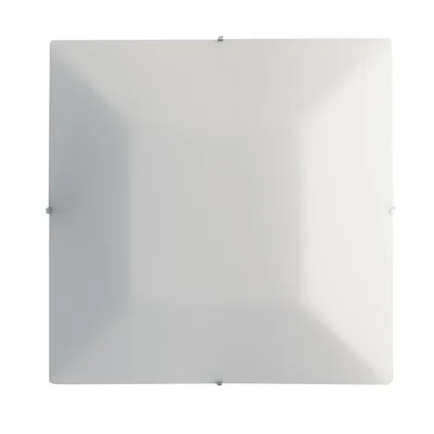 Plafoniera in vetro bianco con finiture cromo, 4 luci E27, 50x50cm