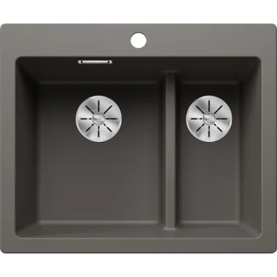 Blanco Lavello una vasca SX con vaschetta PLEON 6 Split 1527322 finitura grigio vulcano da 61.5x51 cm - Sopratop