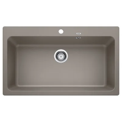 PRONTA CONSEGNA - Blanco | Lavello una vasca NAYA XL 9 1521819 finitura tartufo da 86x51 cm - Sopratop