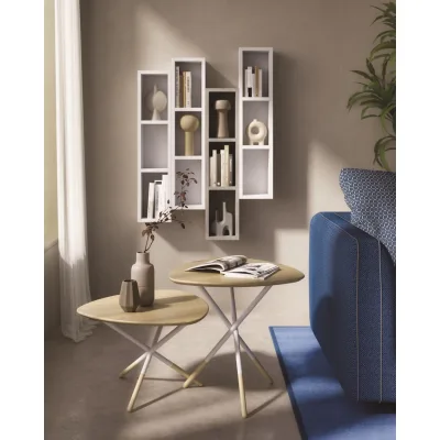 Maconi Tavolino Roma 1023 con piano in legno da Ø54 cm e h. 36 cm