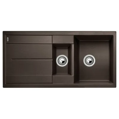 Blanco Lavello una vasca con vaschetta e gocciolatoio METRA 6 S 1515046 finitura caffè da 100x50 cm - Sopratop