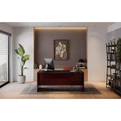 Cassina Scrivania Loop in legno con inserti in pelle