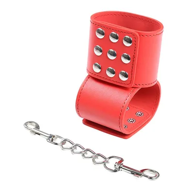 Manette Polsi Rosse con Catena Borchie Regolabili Bondage BDSM Fetish Ohmama