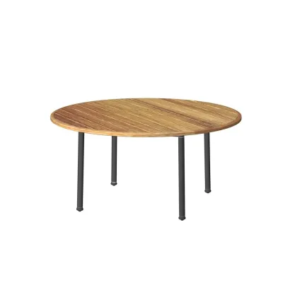 Unopiù Tavolo rotondo fisso VERSILIA con struttura in alluminio e piano in teak da Ø155 cm - IN PROMOZIONE FINO AL 6/07